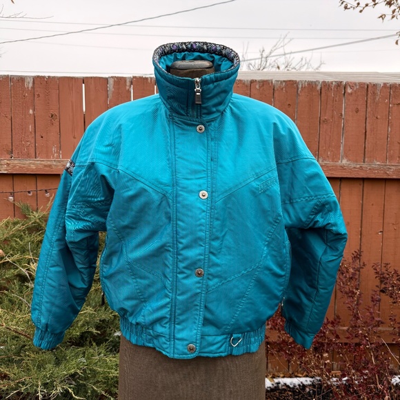 Must Have Retro Vintage 80s Teal Ski/Snow Jacket - Picture 2 of 16
